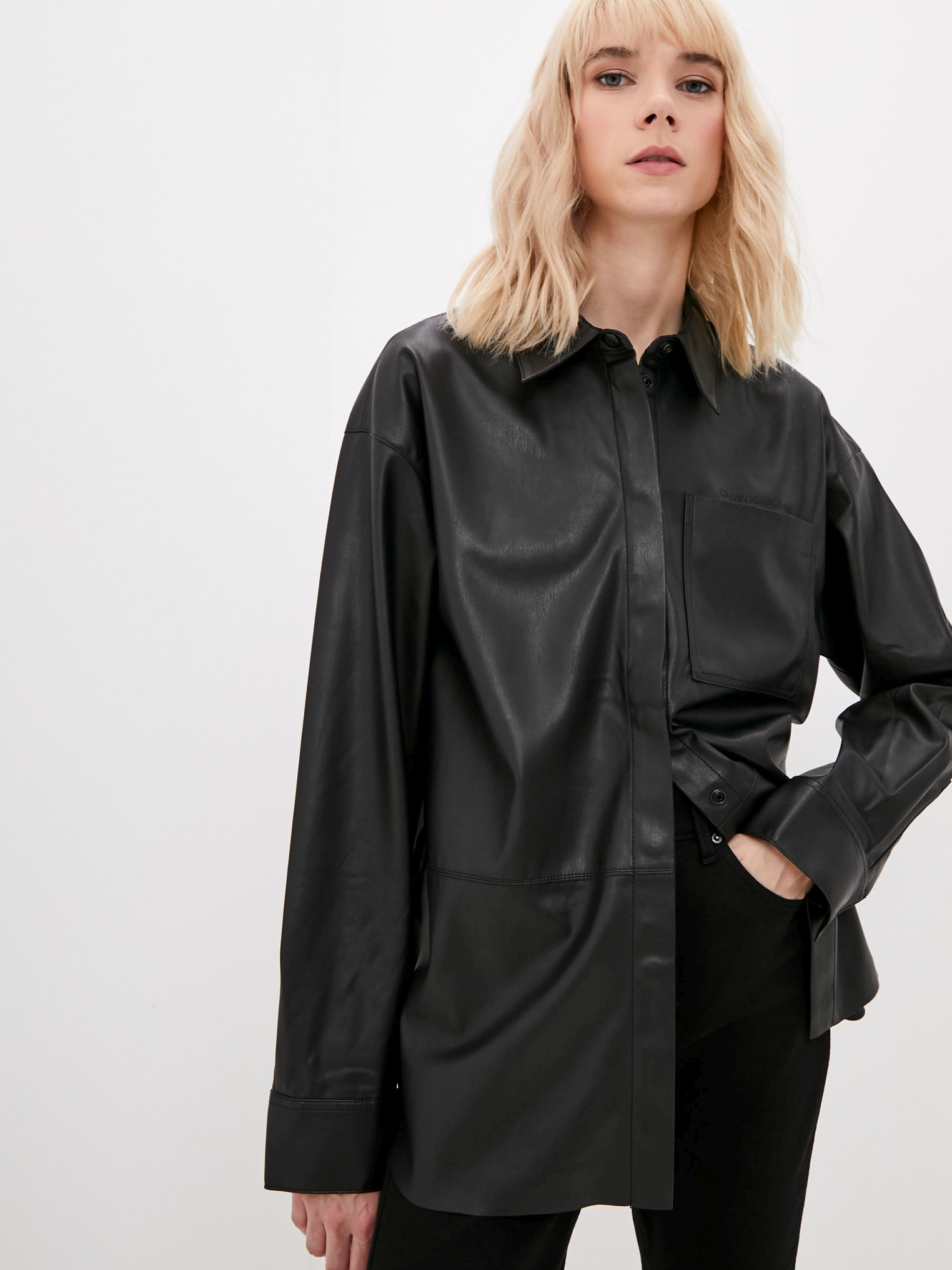 

Рубашка Calvin Klein Jeans Faux Leather Overshirt J20J216262-BEH XS Черная