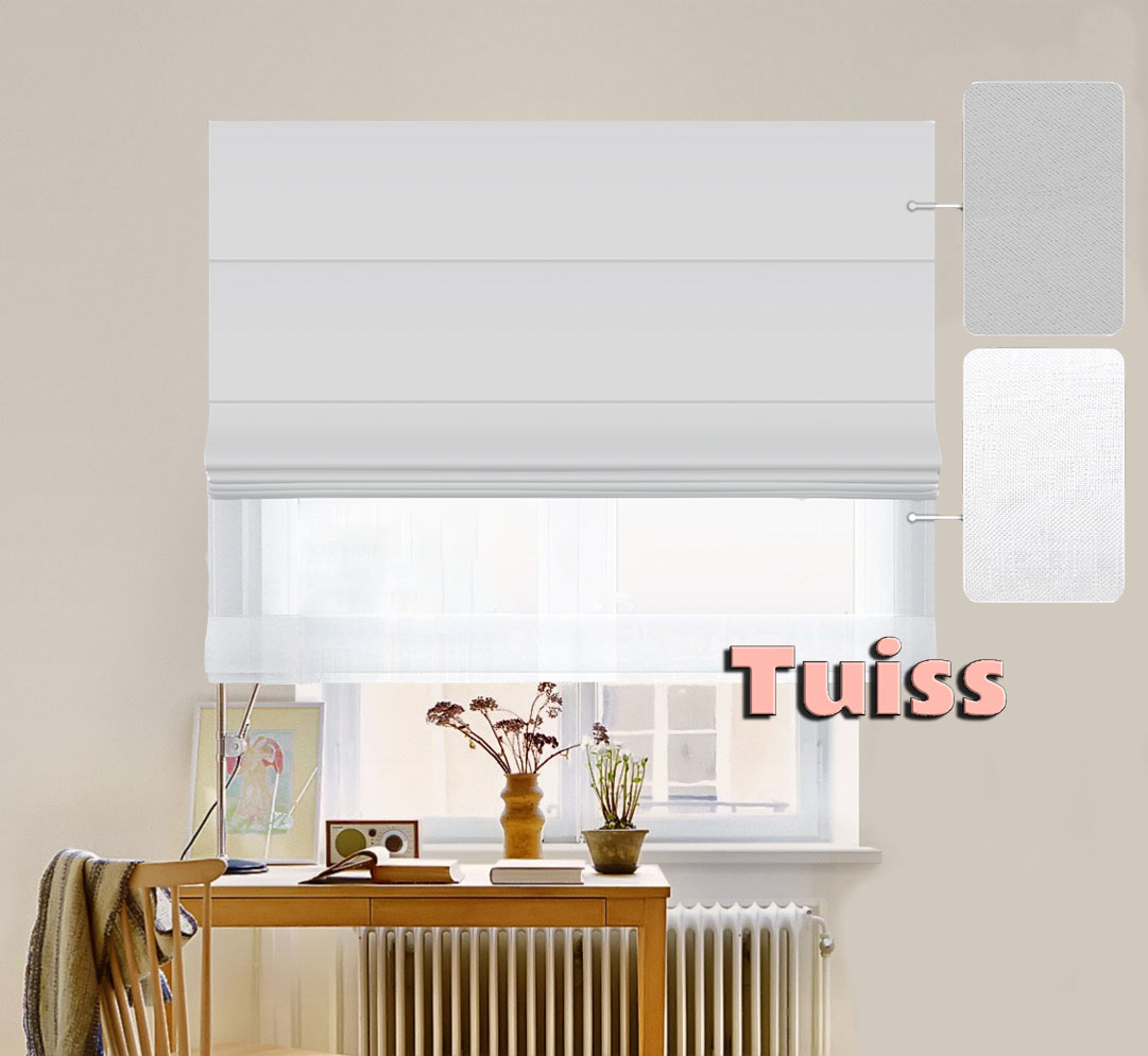 

Двойная римская штора День-Ночь ТВИН Classic InHt Блэкаут Nova 24-17 Светло-серый + Тюль Лён/Тюль Air Белоснежный 100х170 см