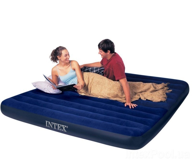 

Надувной матрас Intex 64755 Classic Downy двухместный, 183х203х25, Синий