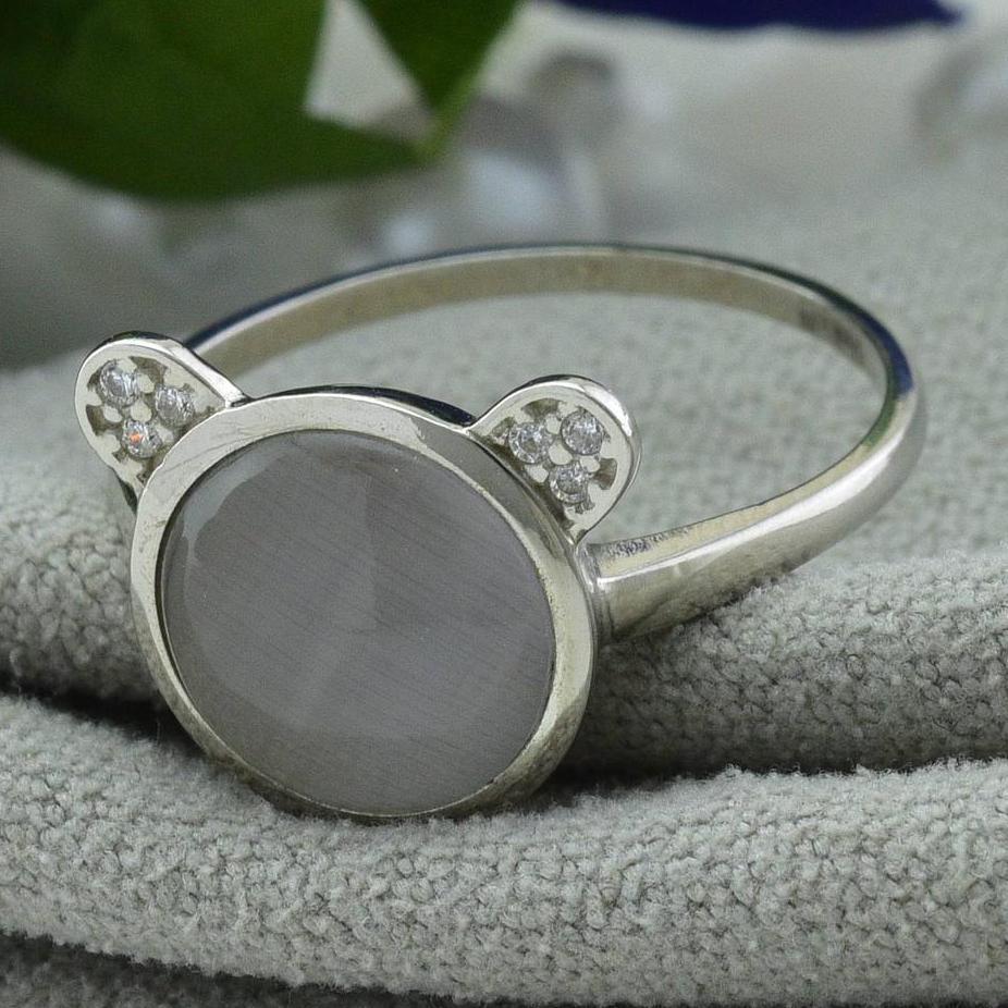 

Серебряное кольцо вставка серый улексит 16