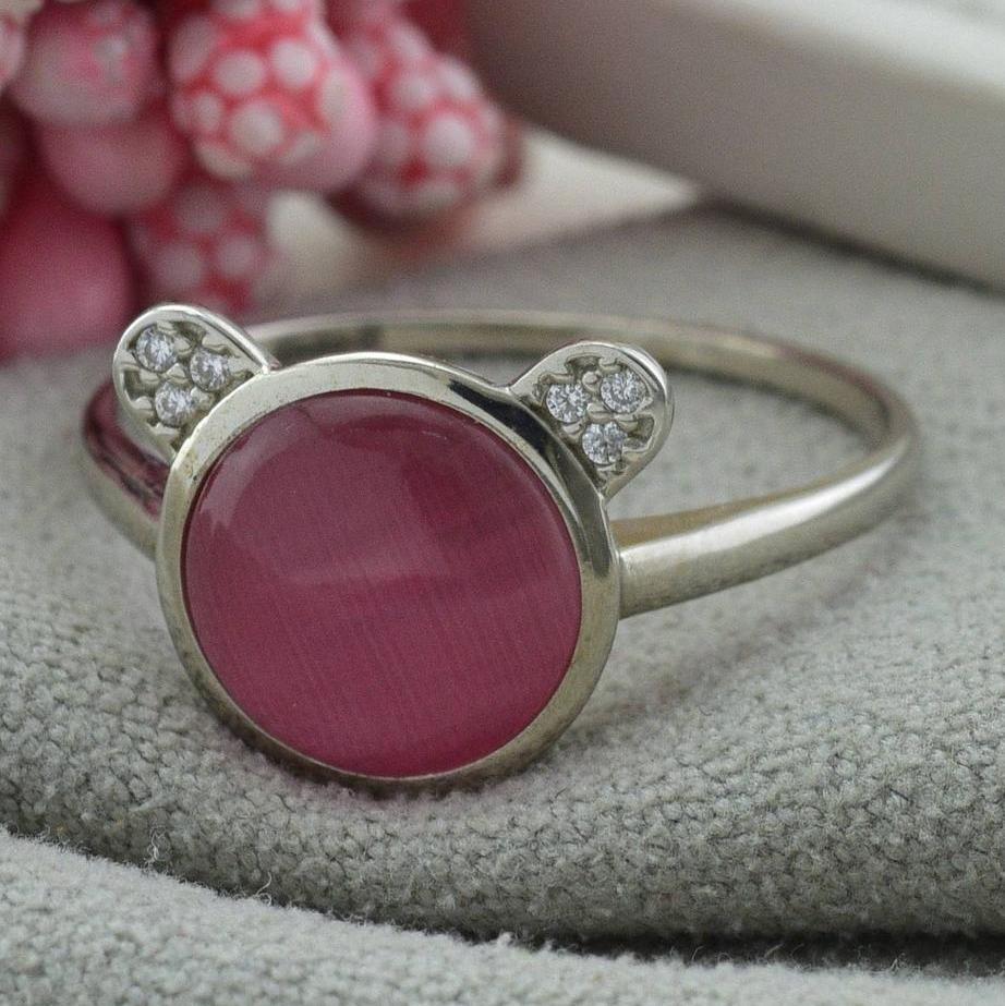 

Серебряное кольцо вставка розовый улексит 16