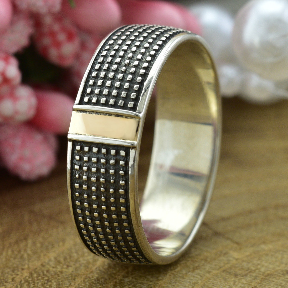 

Серебряное кольцо с золотом ширина 5 мм 18