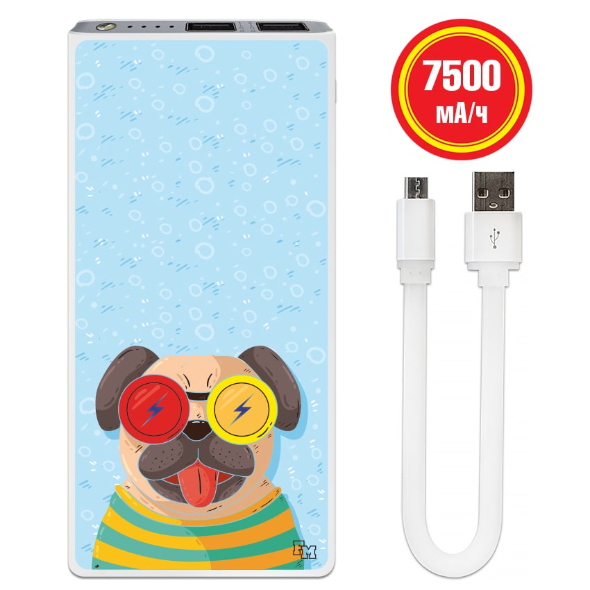 

FM Power Bank Полосатый Мопс 7500 mAh (E189-16)
