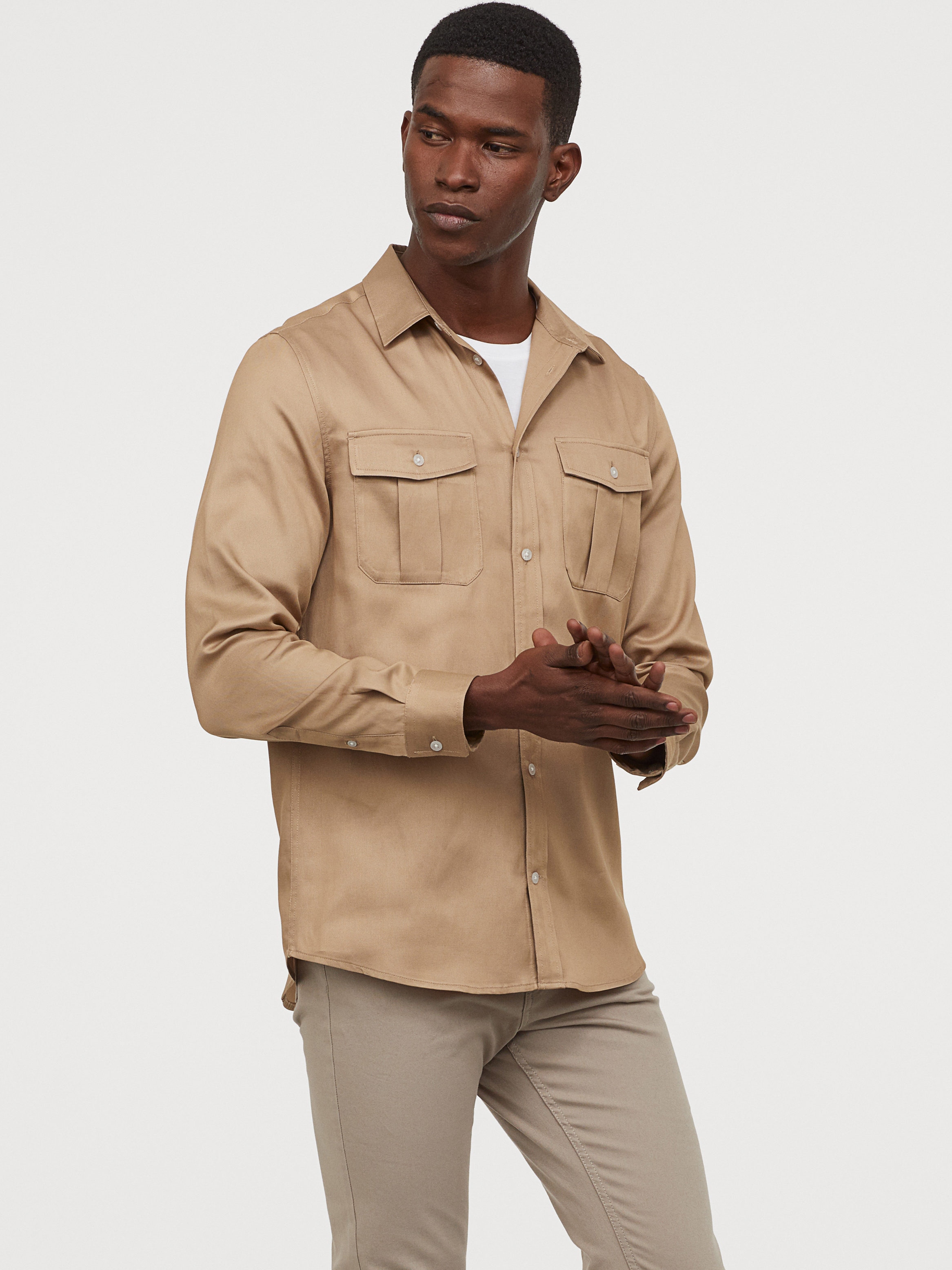 

Рубашка H&M 07-0859276-010 M Бежевая (СА2000001853566)