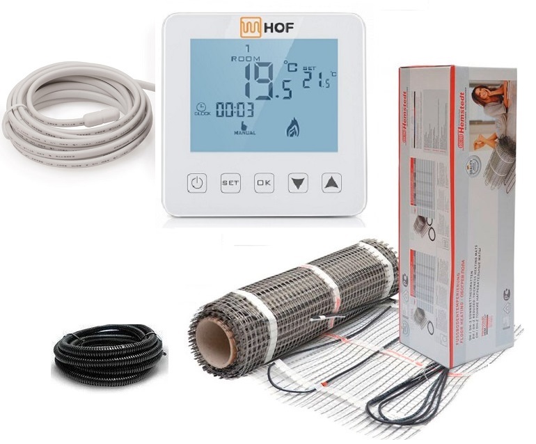 

Теплый пол Hemstedt двухжильный мат DH 5 м2 750Вт в комплекте с программируемым сенсорным терморегулятором HOF sen(IT0010000310)