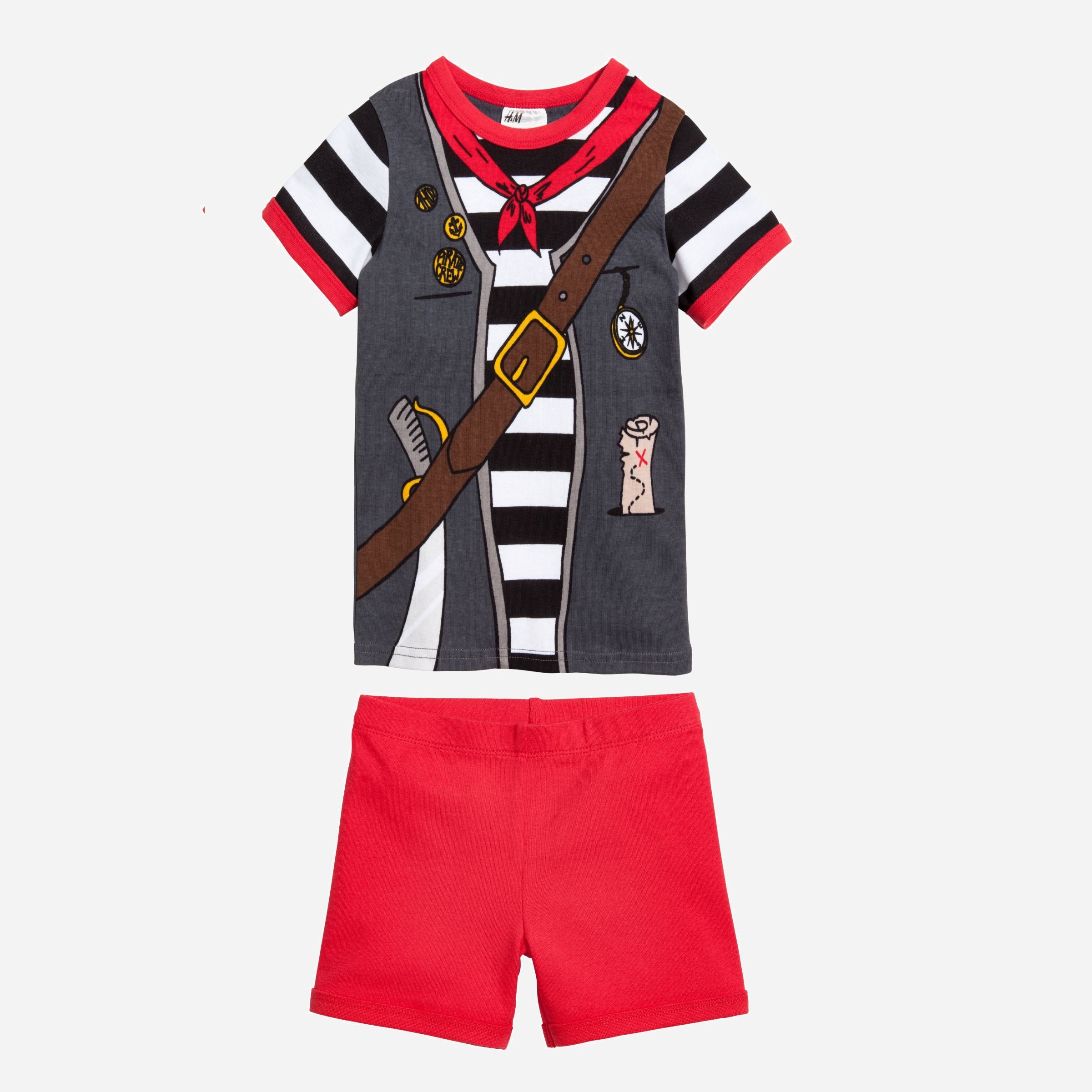 

Пижама (футболка + шорты) H&M 2407-5063676 122-128 см Серо-красная