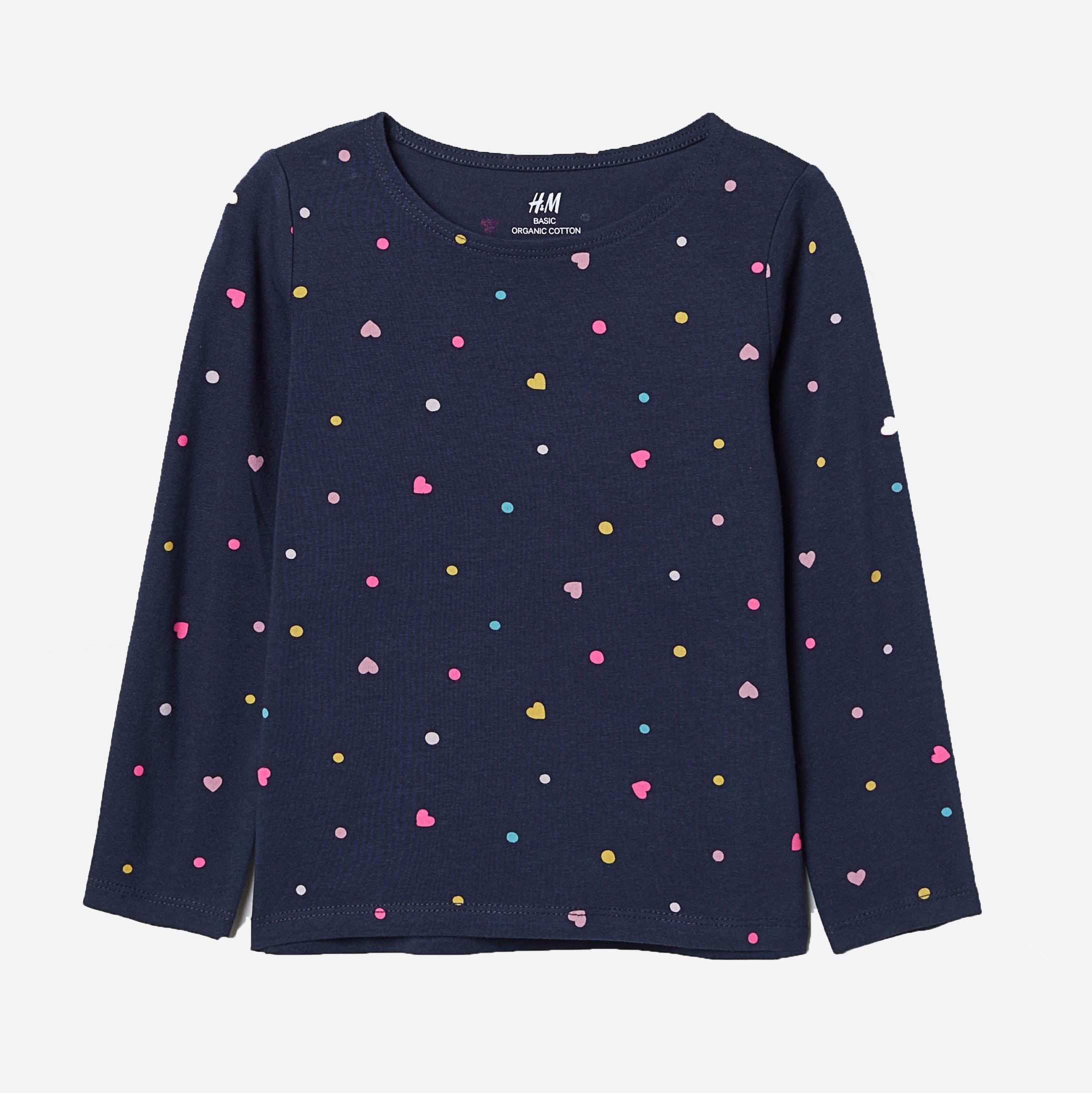 

Лонгслив H&M 6204248 98-104 см Темно-синий/Сердечки