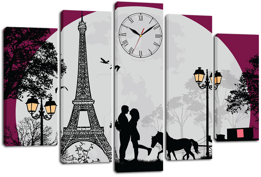 

Модульная картина с часами DK Place 80x120 см (m5c-chf10)