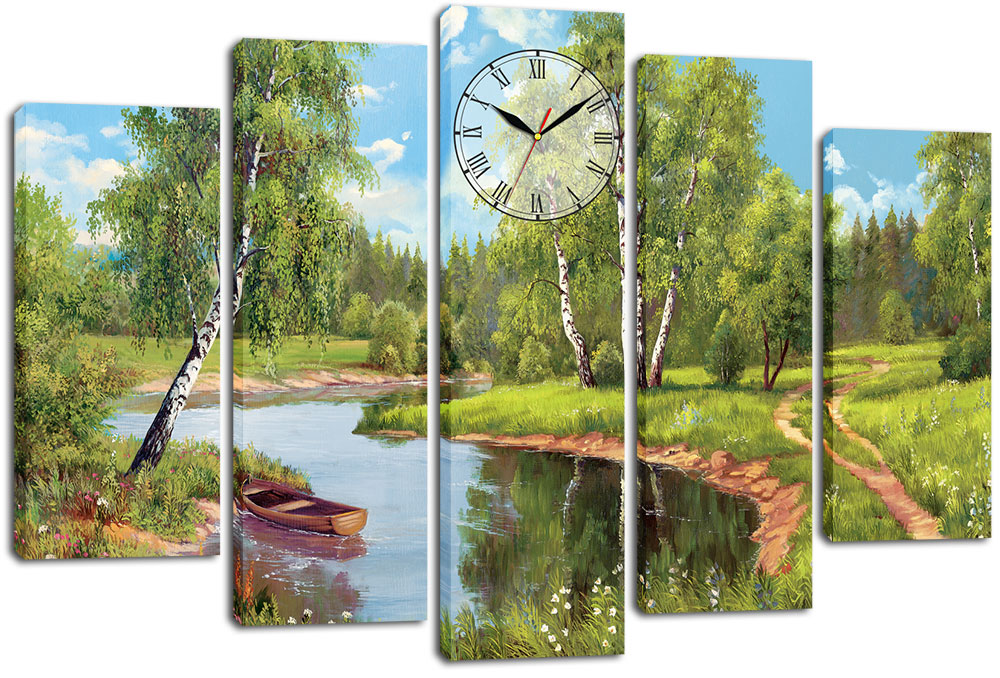 

Модульная картина с часами DK Place 80x120 см (m5c-chf15)