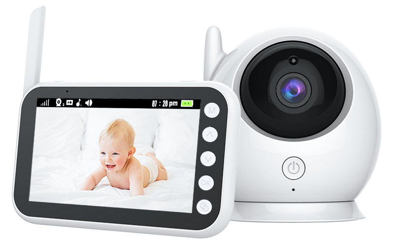 

Цифровая беспроводная видеоняня Baby Monitor ABM100 с цветным дисплеем 4,3", ночным режимом и датчиком температуры.