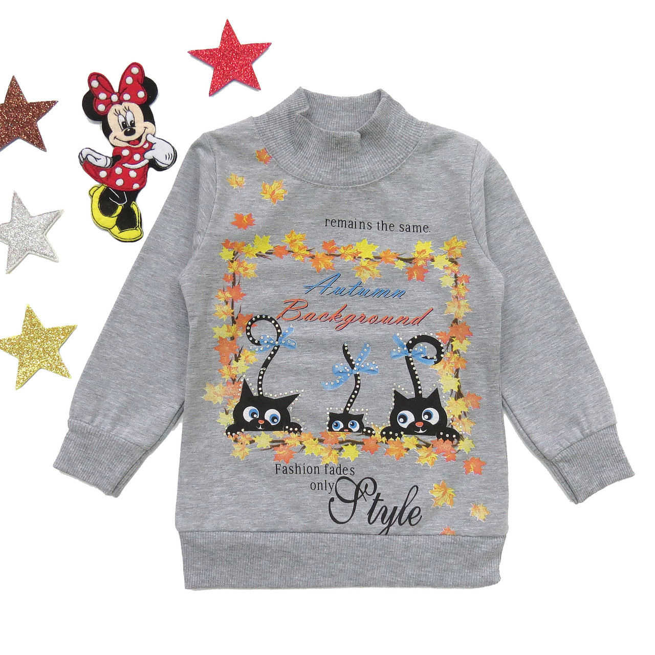 

Утепленный свитшот "Котята" Lily kids для девочки 92 см Серый 15715