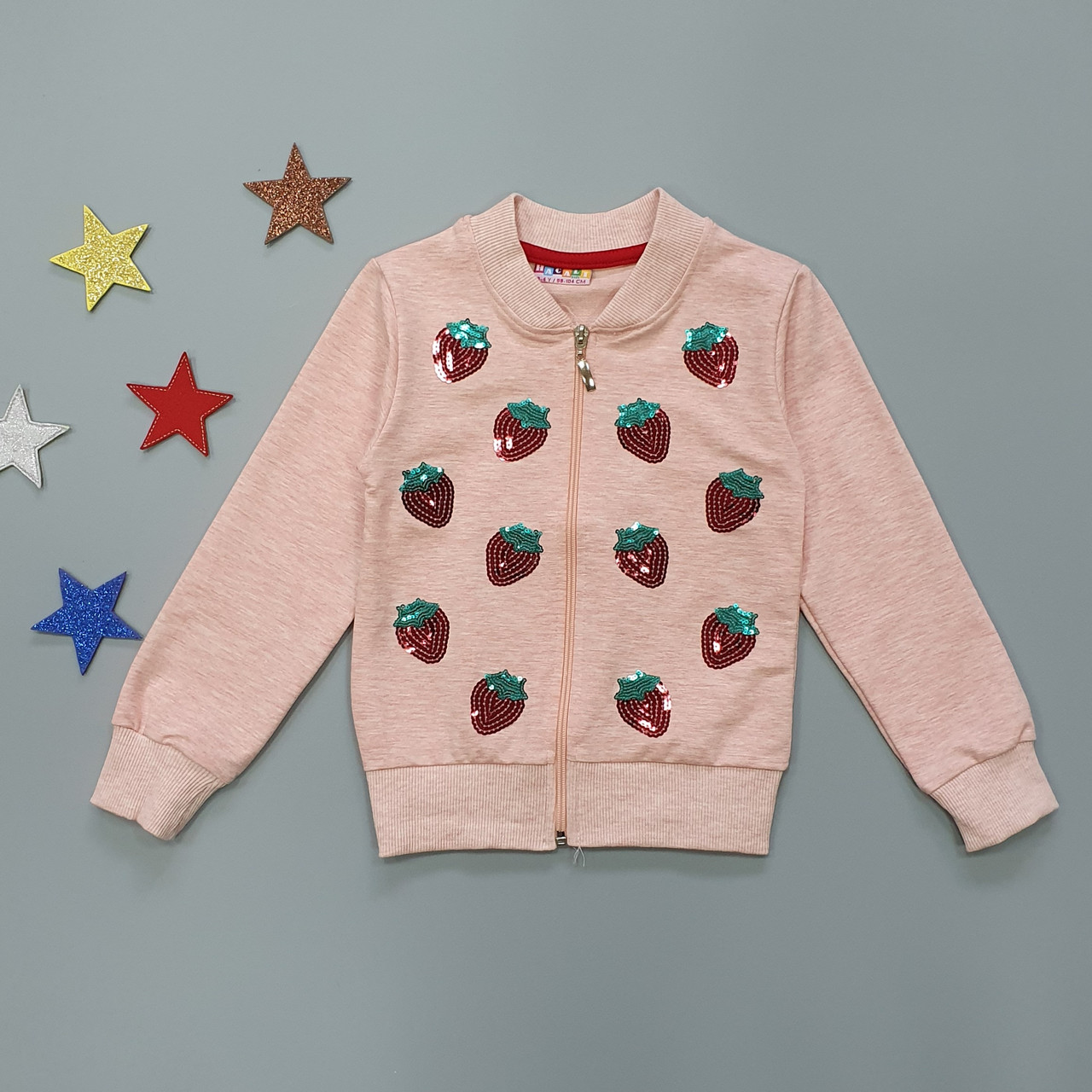 

Кофта "Клубнички" Hacali kids для девочки 98-104 см Светло-розовая 18421