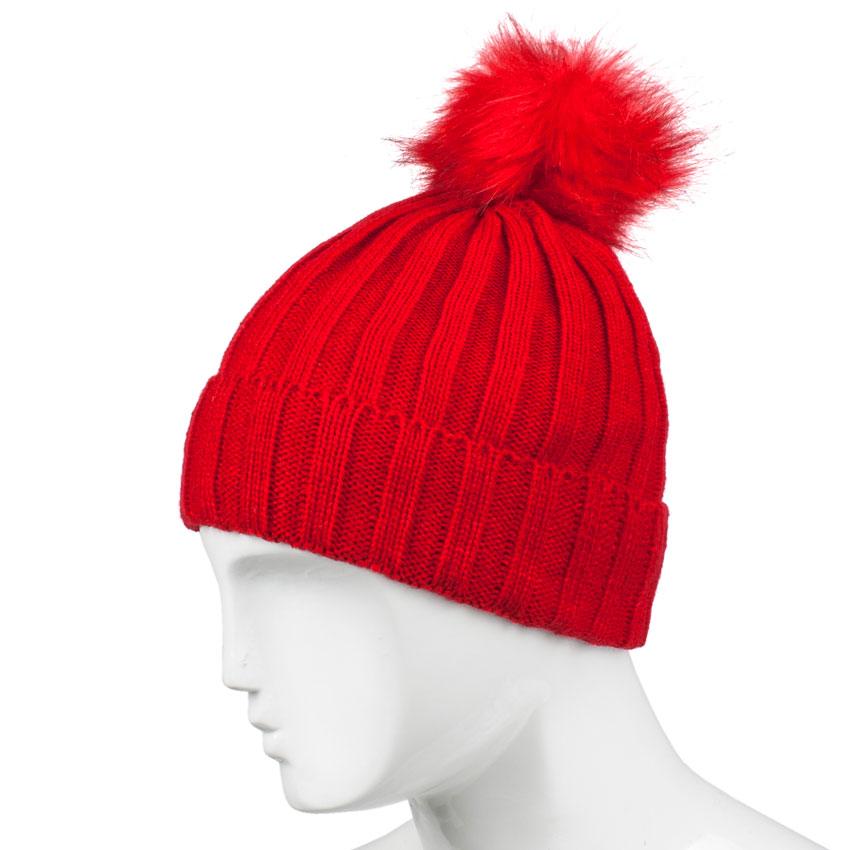 

Шапка бини с помпоном Beani'qe Fur Bob Weal  Красный, Шапка бини с помпоном Beani'qe Fur Bob Weal One size Красный