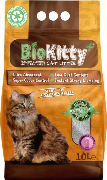 

Наповнювач бентонітовий для котячого туалету BioKitty Plus Compact Size (0,6-2,2 мм) Baby Powder 10л