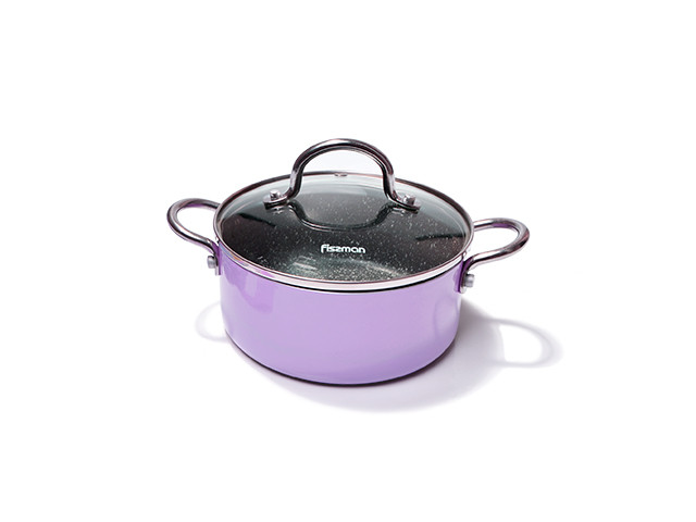 

Кастрюля Fissman Mini Chef 18х8см/1.8л с антипригарным каменным покрытием и стеклянной крышкой (AL-4259.18)