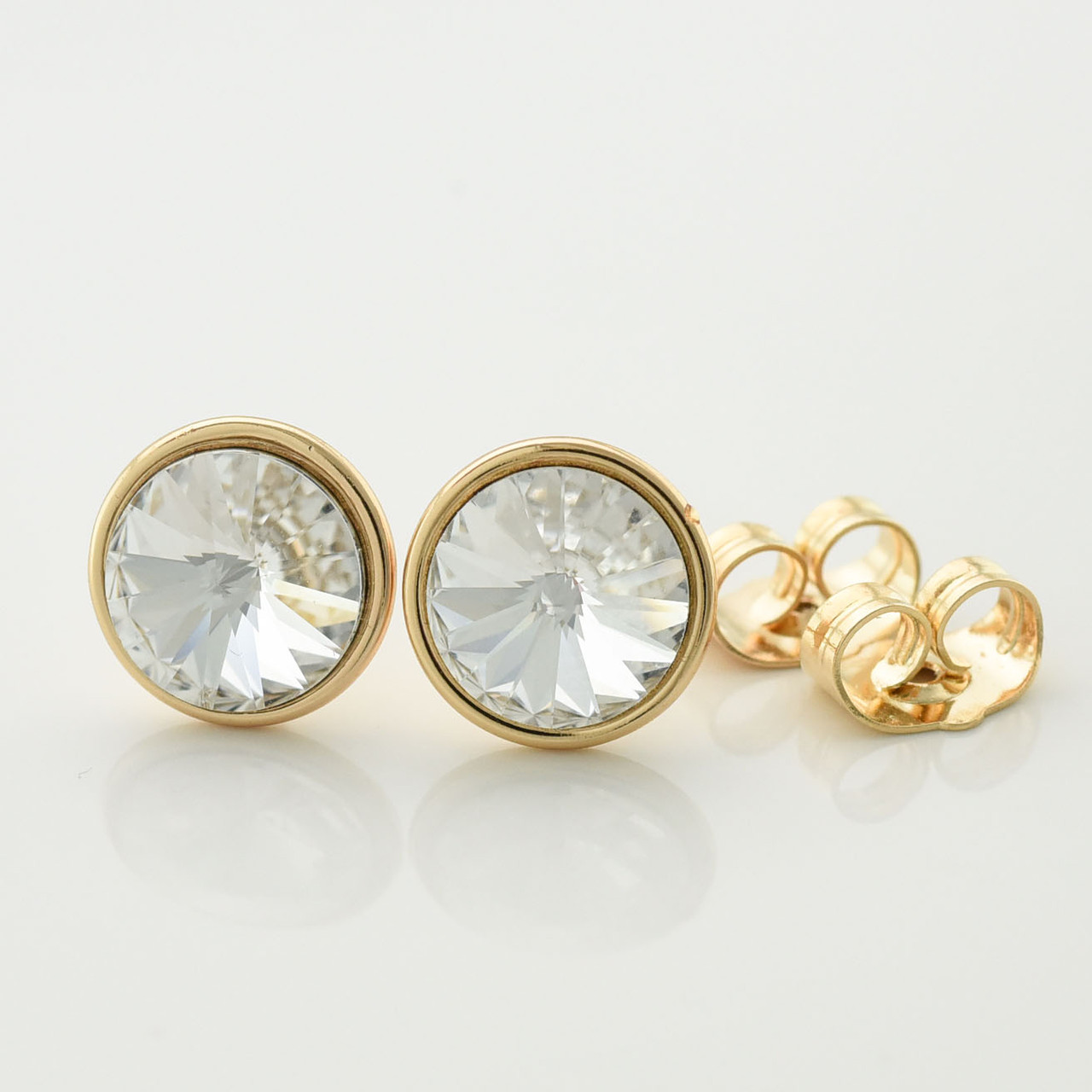 

Серьги Xuping с кристаллами Swarovski 21399 размер 10х10 мм цвет белый позолота 18К