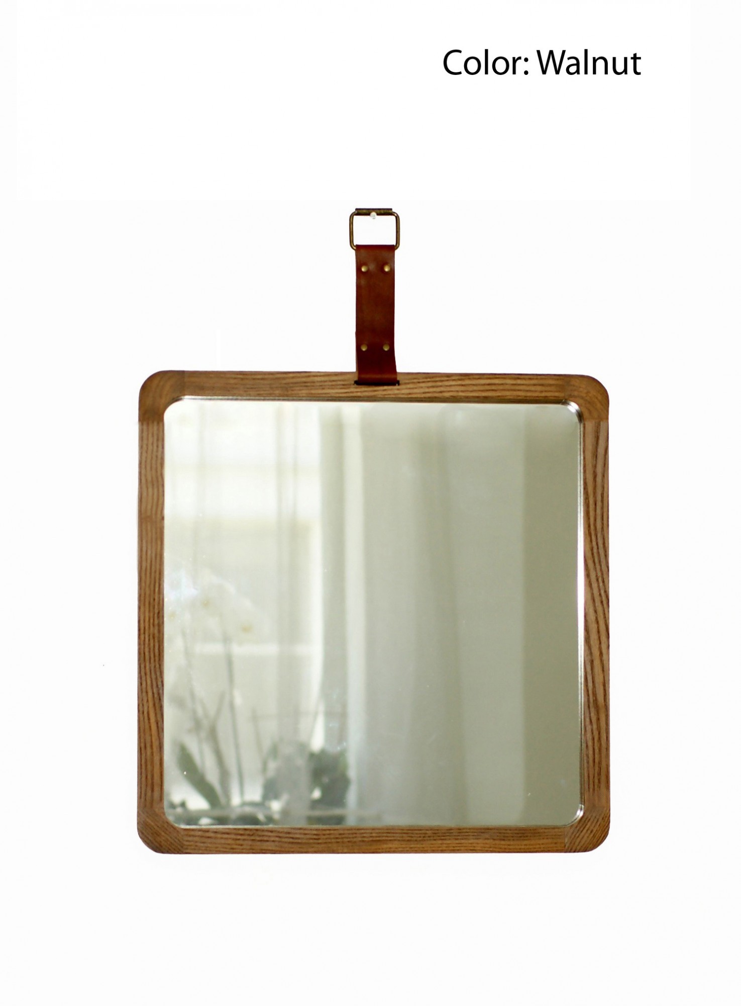 

Квадратное зеркало на кожаном ремне из ясеня TukiTukHome 50х50 см (Скругленные углы)