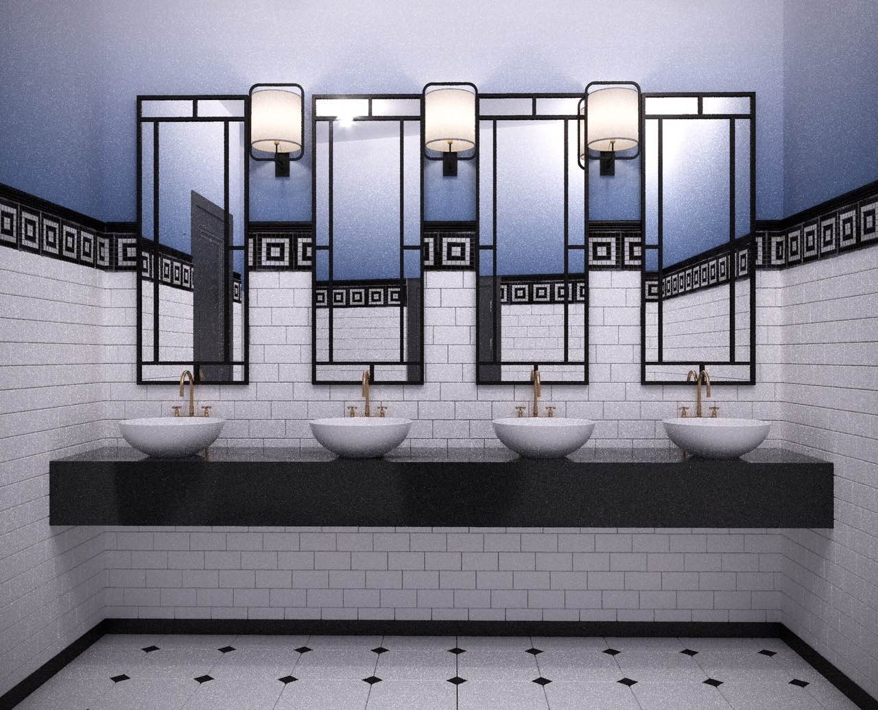 

Прямоугольное зеркало TukiTukHome 121х45 см Окошки Черное