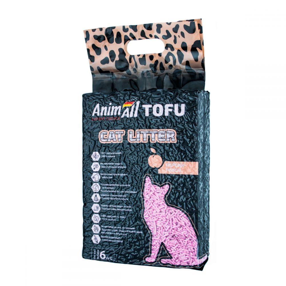 

Наполнитель для кошачьего туалета AnimAll Tofu соевый с ароматом персика, 2.6 кг/6л