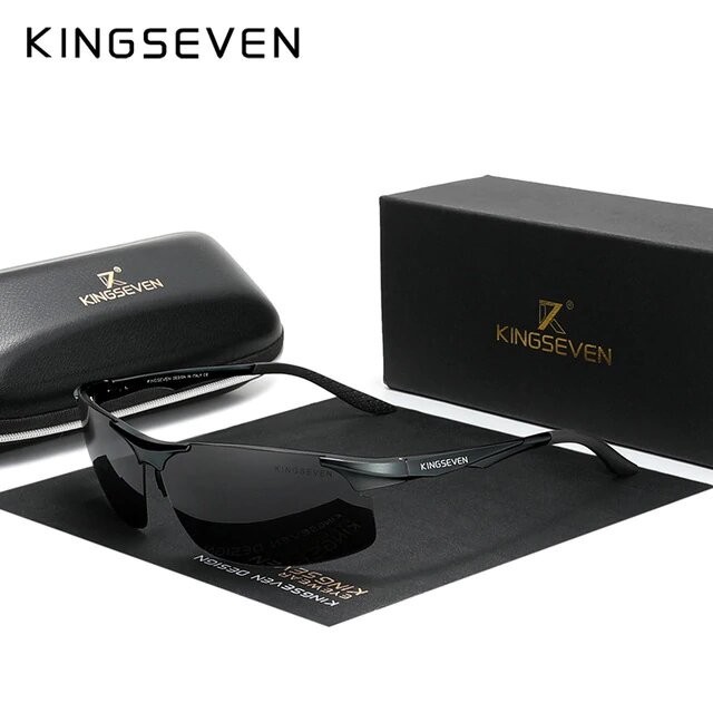 

Очки мужские солнцезащитные поляризационные KINGSEVEN черная оправа, темно-серые линзы
