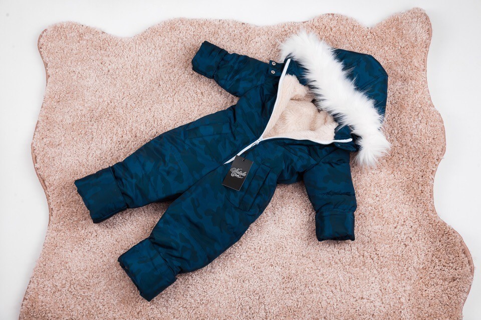 

Комбинезон детский зимний Natalie Look Камуфляж 116-122 см сине-зеленый