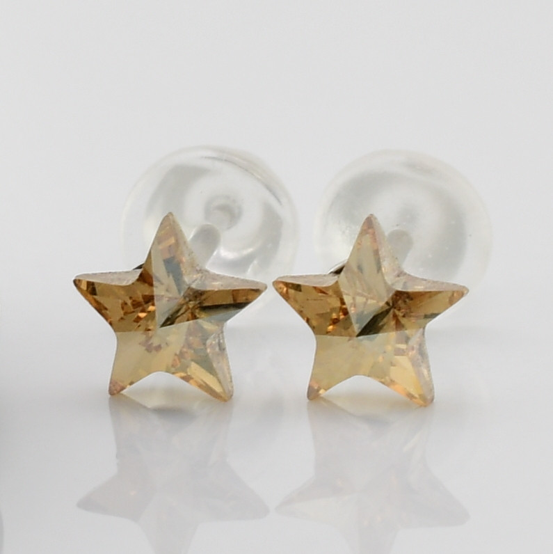 

Серьги Xuping с кристаллами Swarovski 83050БЗ размер 5х5 мм цвет светлый топаз позолота Белое Золото