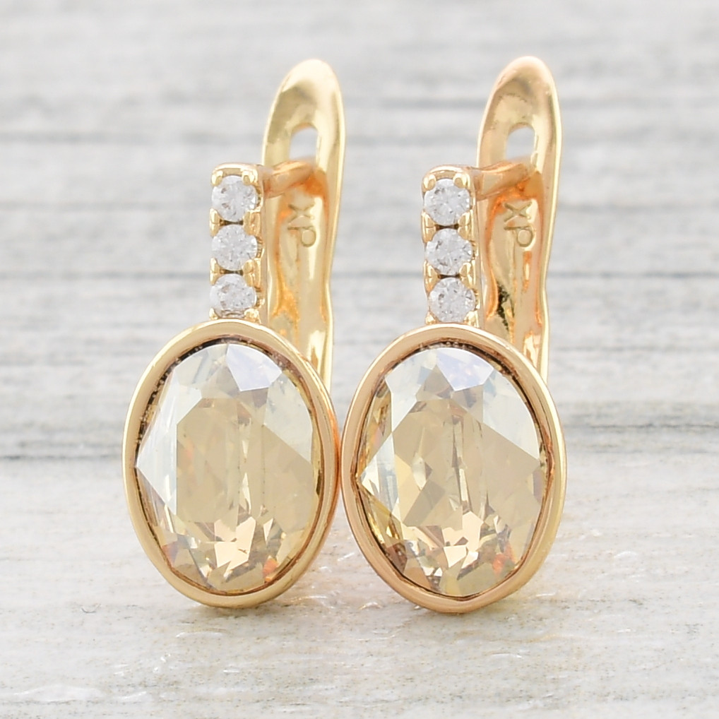 

Сережки Xuping з кристалами Swarovski 8305618К розмір 15х7 мм колір шампань позолота 18К