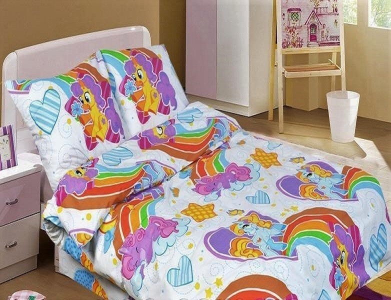 

Комплект детского постельного белья Лошадка Пони Радуга (My little Pony) Tirotex 1.5-спальный 145х215 см Бязь (ТТБ022-1)