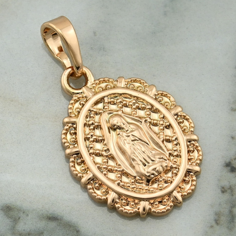 

Иконка Xuping Богородица для цепочки до 2 мм 70299 размер 24х14 мм вес 2.3 г позолота 18К