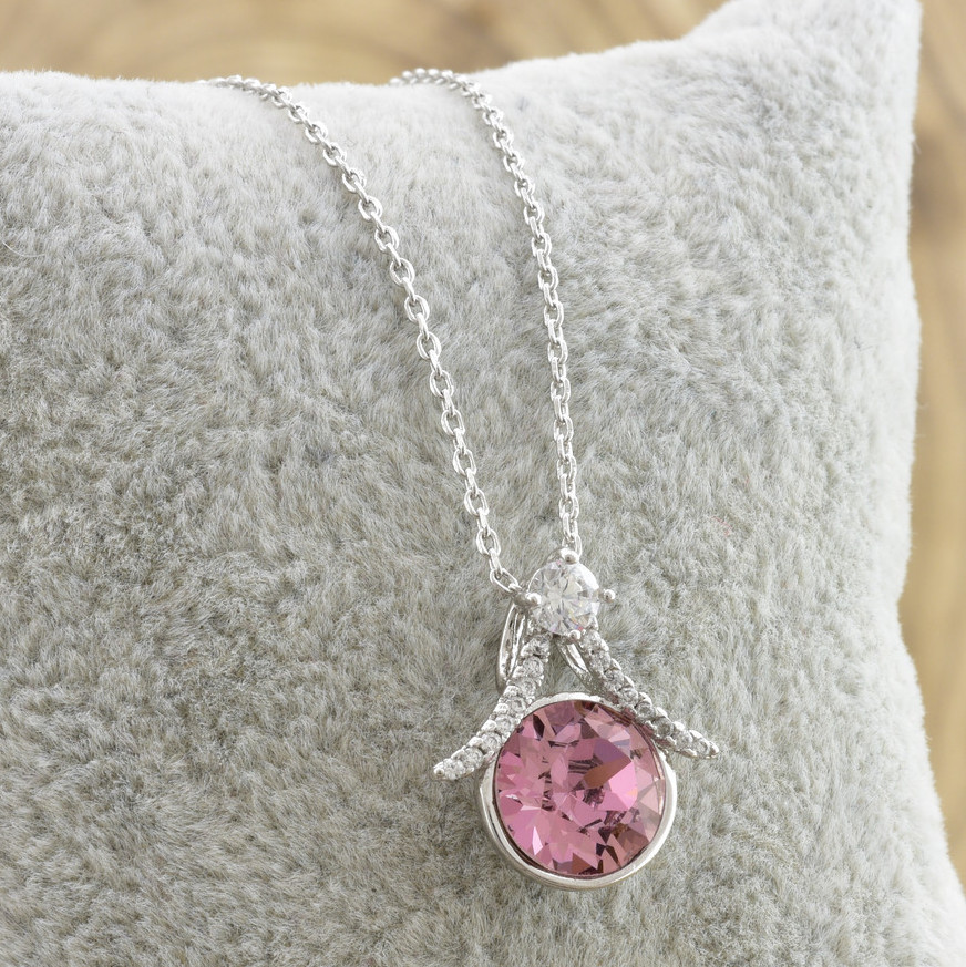 

Набор Xuping з кристалами Swarovski 87086 кулон 16х15 мм + ланцюжок 40+5 см рожевий позолота Біле Золото