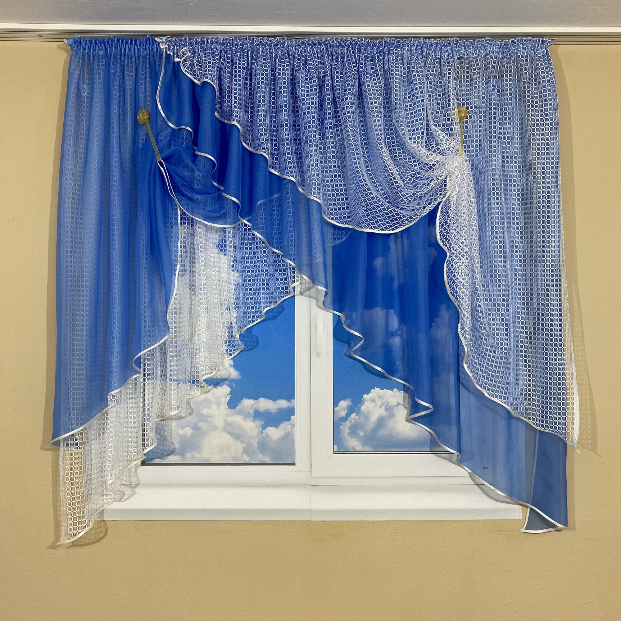 

Кухонная занавеска TG Home №420 голубая 300*160