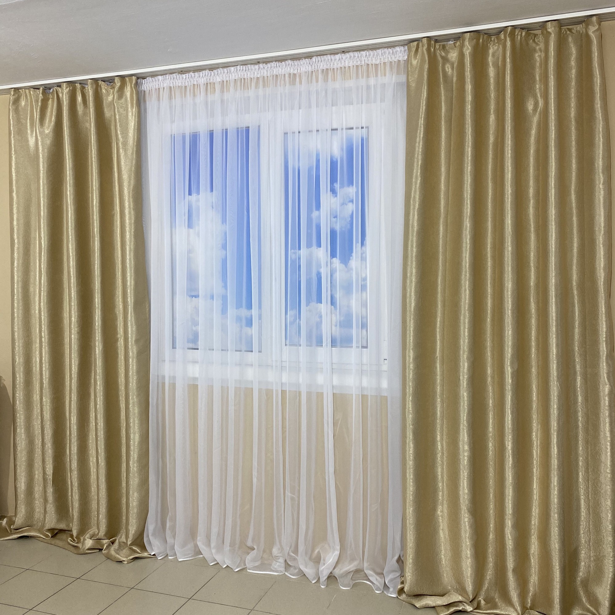 

Комплект готовых штор TG Home для спальни, детской, зала Блекаут-Софт №250 Беж