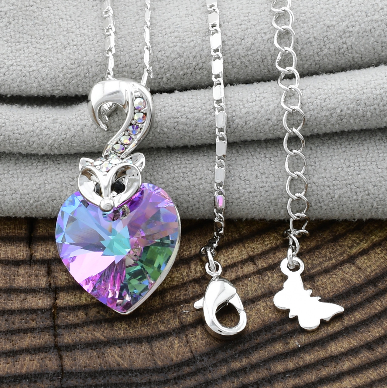 

Набор Xuping с кристаллами Swarovski 87068 кулон 28х14 мм + цепочка 38 + 5 см розовый хамелеон позолота Белое золото