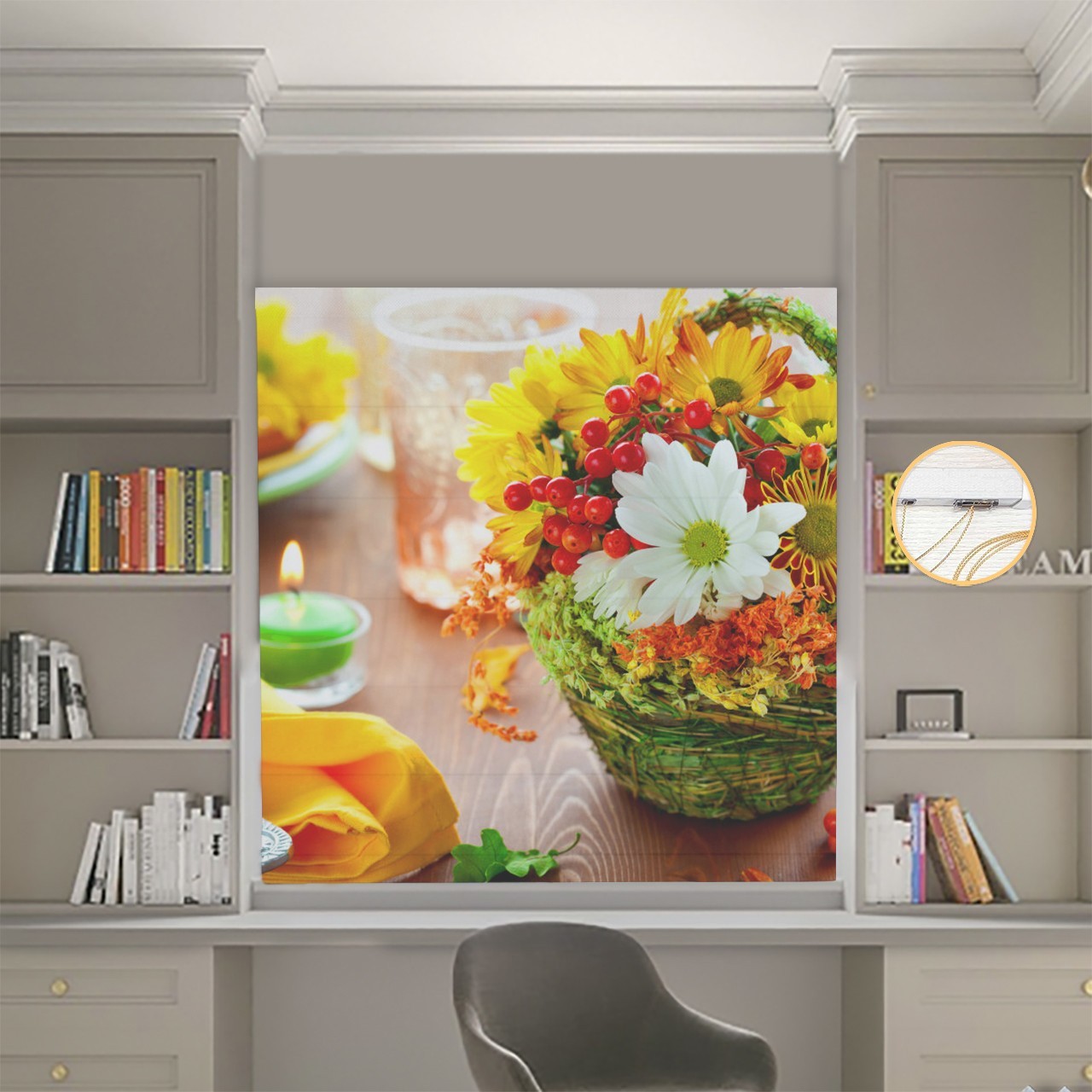 

Римские шторы DECOLIV Фотопечать Цветы 00-210 Блэкаут 140*170 см
