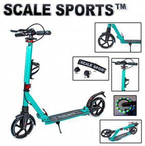 

Детский двухколесный самокат Scale Sports SS-20 со складной конструкцией, ручным тормозом и светящимися колесами, Тиффани (sa-22386)