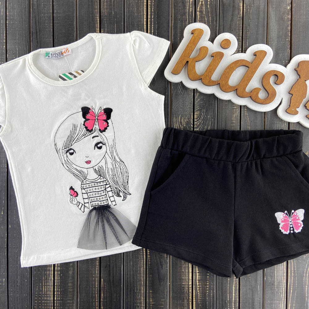 

Комплект (футболка + шорты) Paty kids 574-21 (110-116 см) Белый / черный