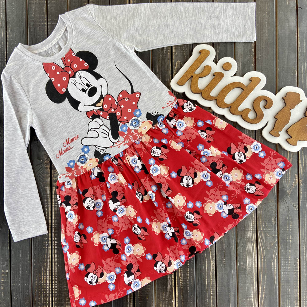 

Платье с длинным рукавом Минни Маус (Minnie Mouse) Pink 784-5 116 см Серый / красный