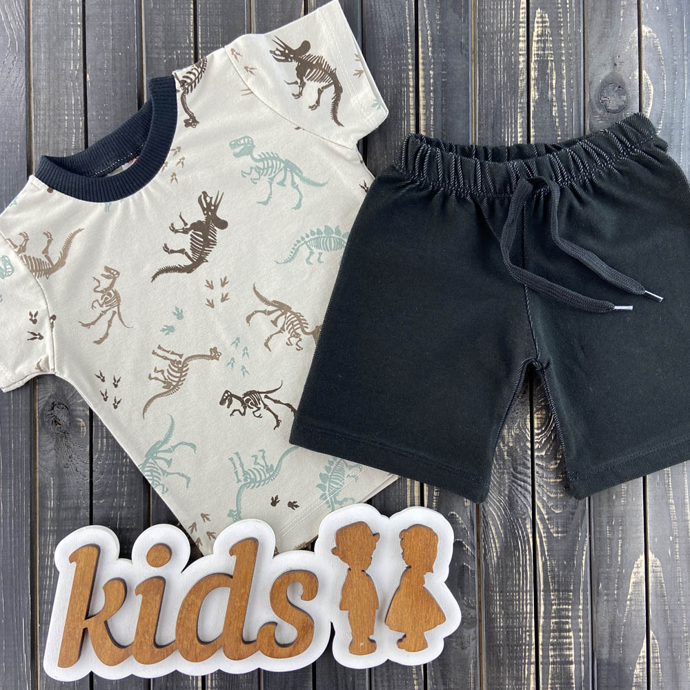 

Комплект (футболка + шорты) Marka 385-42 (86-92 см) Бежевый / черный