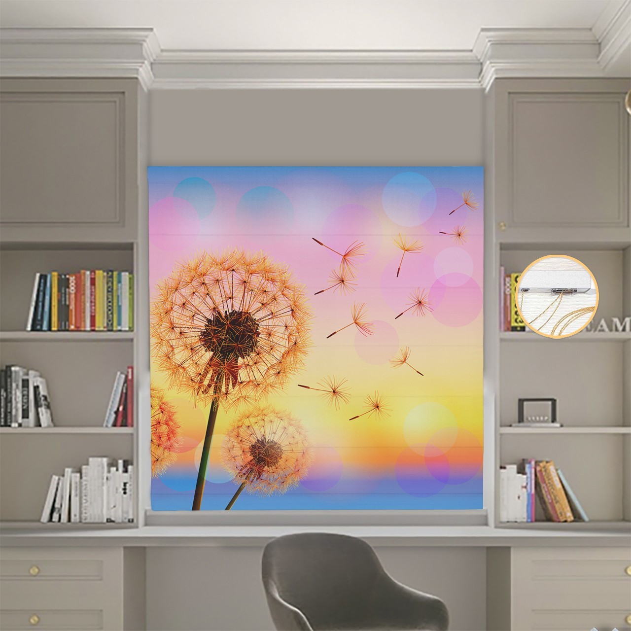 

Римские шторы DECOLIV Фотопечать Одуванчик 08-019 Блэкаут 130*170 см