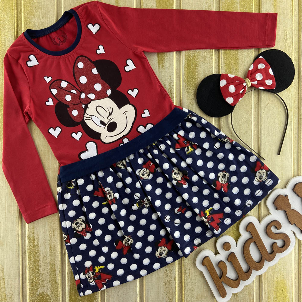 

Платье с длинным рукавом Минни Маус (Minnie Mouse) Pink 783-2 98 см Красный / темно-синий