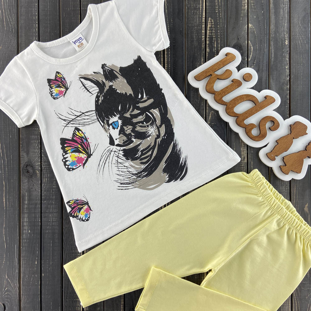 

Комплект (футболка + лосины) Yoyo kids 470-55 (104 см) Белый / лимонный