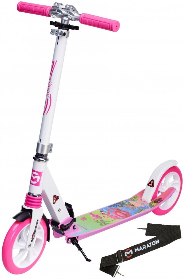 

Самокат Maraton Sprint розовый рисунок + ремень для переноски