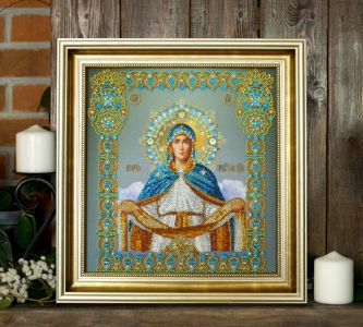

Вышитая бисером картина (в раме) Картины Бисером Вышитая бисером Икона Покров Пресвятой Богородицы ()