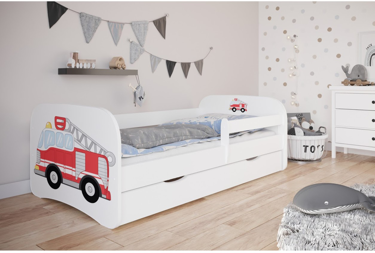 

Детская кровать Kocot Kids Baby Dreams Пожарная машина с ящиком 160х80 см Белая (5903271976669)