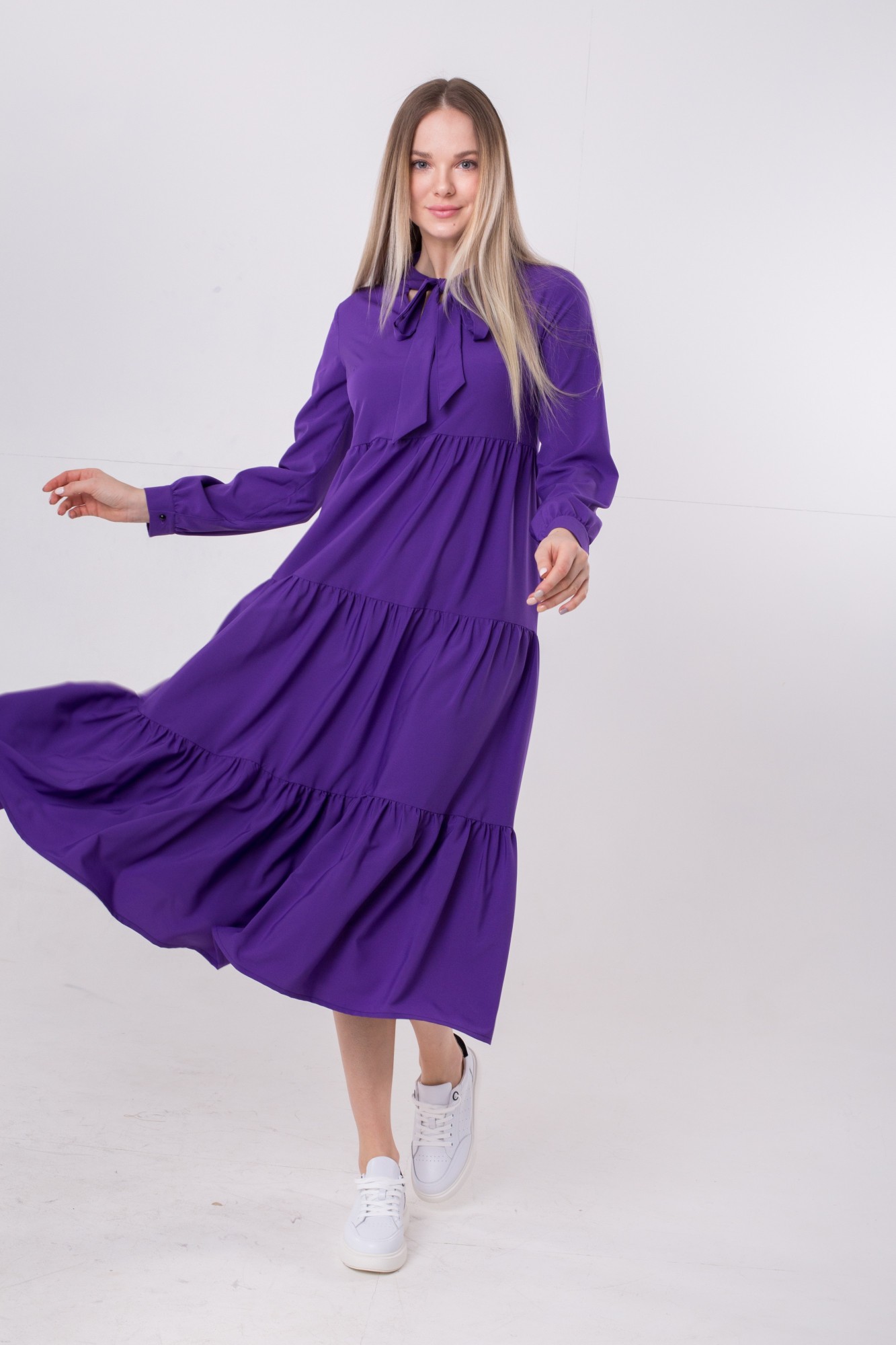 

Платье Mila Merry c воланами фиолетовое L - 1026