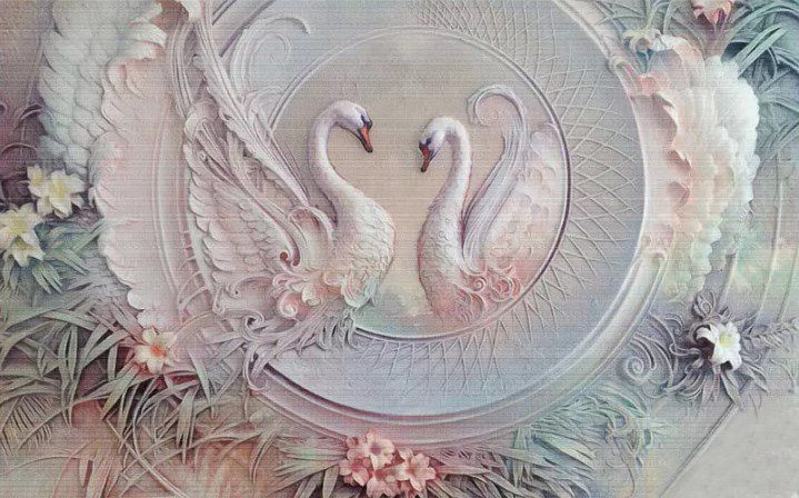 

Фотообои Walldeco Барельеф: два влюбленных лебеди №dec_3022 Деко