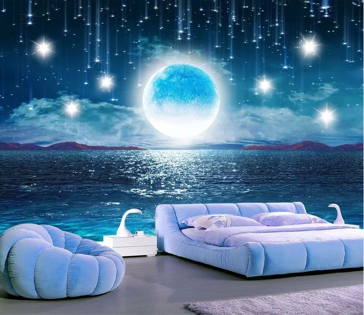 

Фотообои Walldeco Падающие звезды и луна №dec-2131 Базальт
