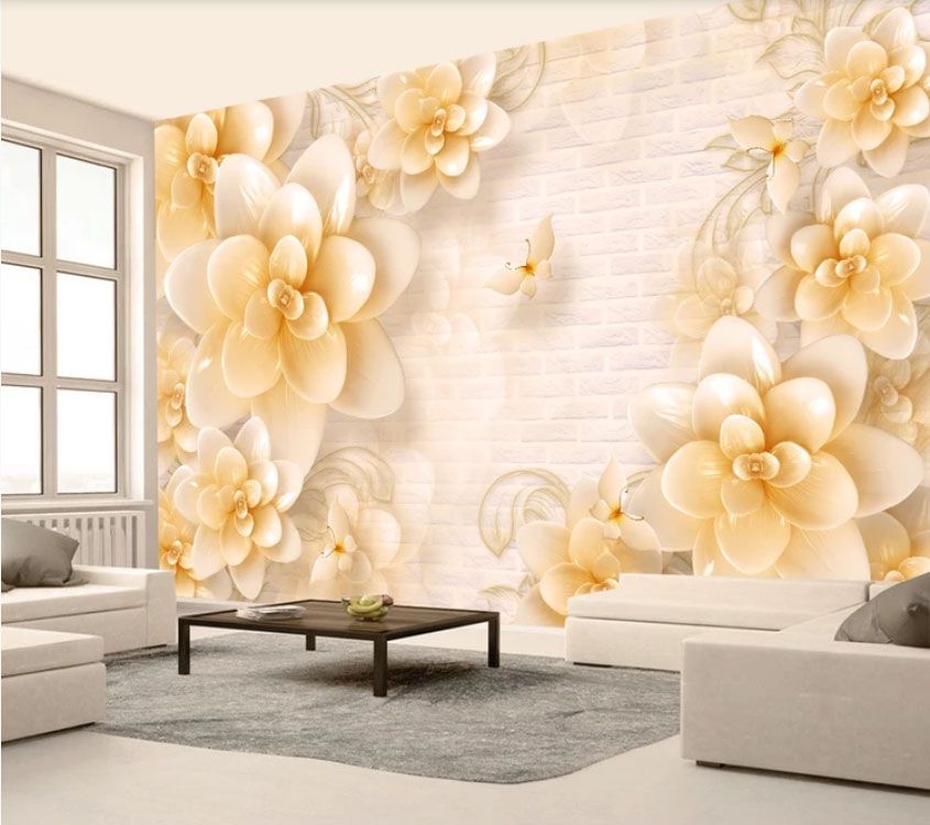 

Фотообои Walldeco Бежевые сказочные цветы №dec-2101 Базальт