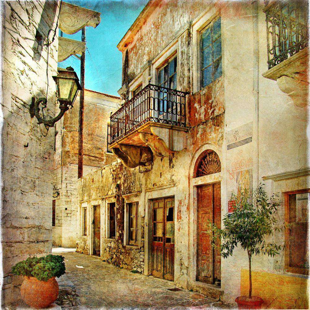 

Фотообои Walldeco Улочка в Греции №1990 Волокно