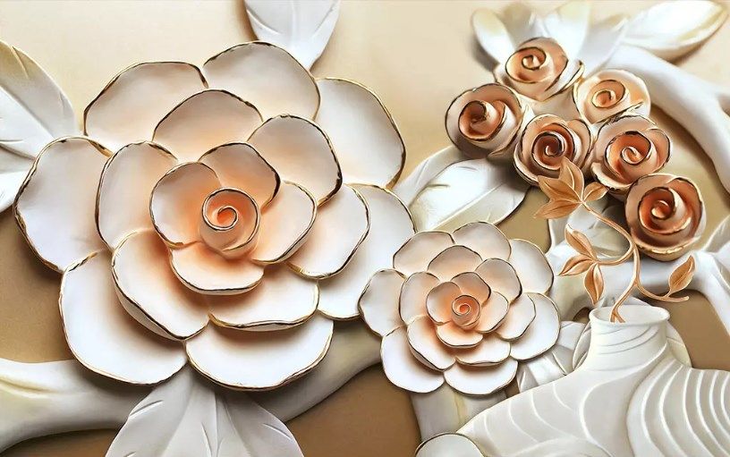 

Фотообои Walldeco Барельеф: белая ваза и бежевые цветы №dec_3020 Деко